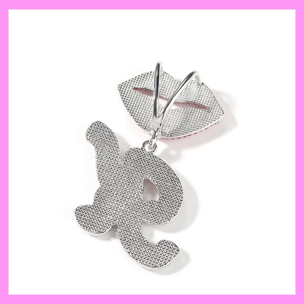 【8-05#】Lip Clasp Custom Letter Necklace (Charged by Number of Letters)  for female fashion daily engagement wedding anniversary birthday present