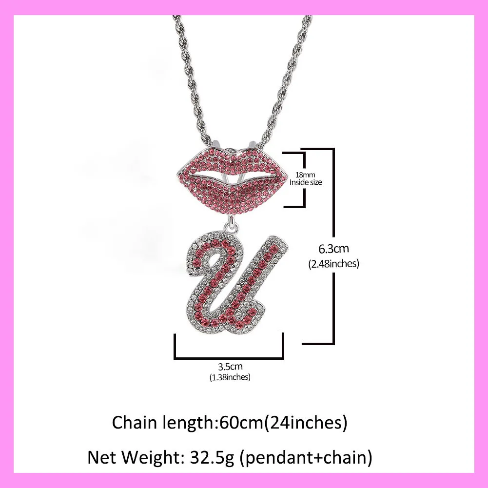 【8-05#】Lip Clasp Custom Letter Necklace (Charged by Number of Letters)  for female fashion daily engagement wedding anniversary birthday present