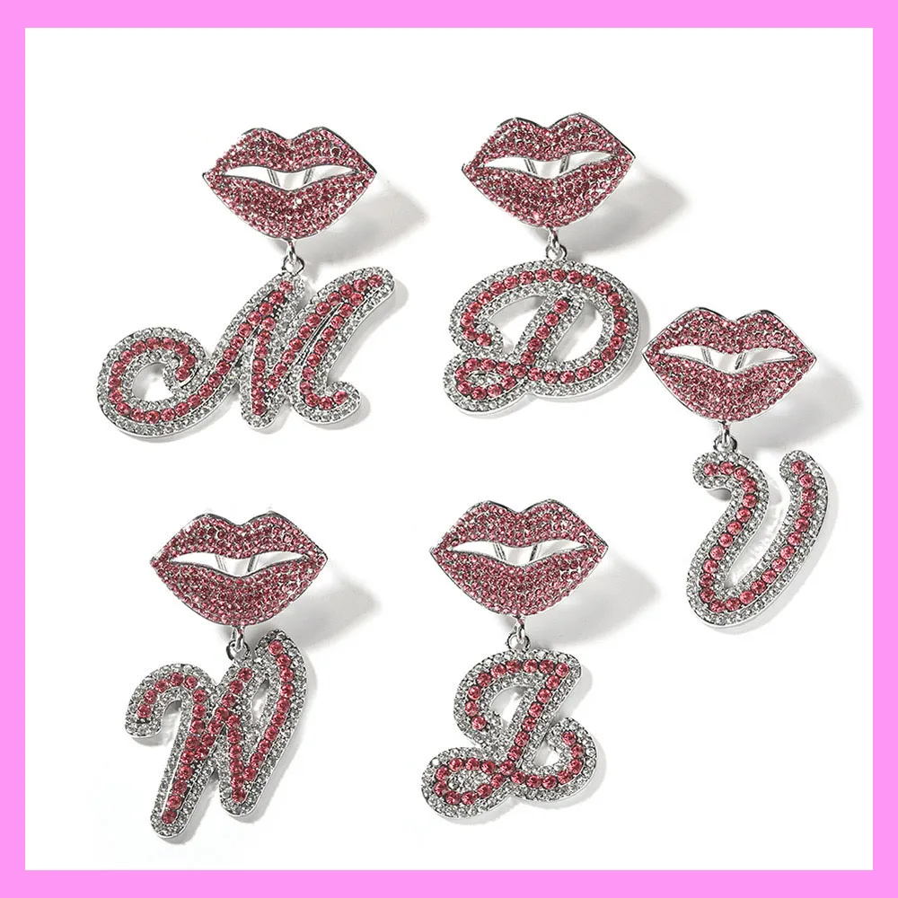 【8-05#】Lip Clasp Custom Letter Necklace (Charged by Number of Letters)  for female fashion daily engagement wedding anniversary birthday present