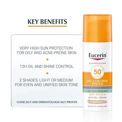 Eucerin Oil Control Tinted Sun Gel-Cream Dry Touch 50 