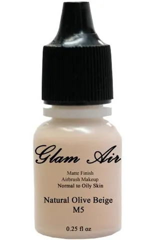 Glam Air Airbrush Makeup Foundations Set Two   M5 Natural Olive Beige & M6 Golden Beige for Flawless Looking Skin Matte Finish For Normal to Oily Skin (Water Based)0.25oz Bottles