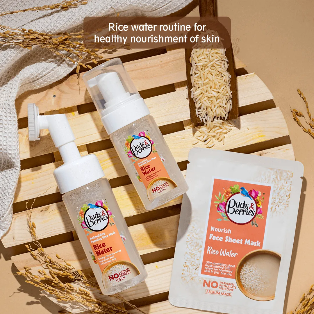 Moisturising Rice Water Foaming Face Wash with Silicone Brush ,  No Sulphate, No Paraben, No Phthalate - 150ml