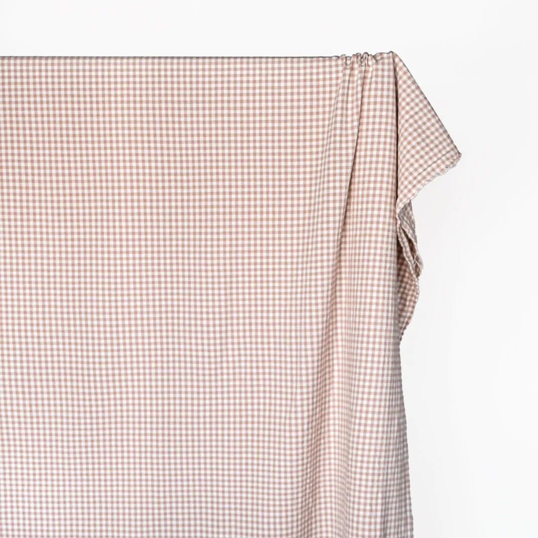 Remnant - 60cm - Mini Gingham Rustic Organic Cotton - Blush *FLAWED*