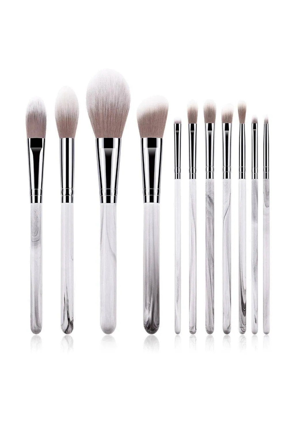 White Marble Professional Makeup Brush Set - 11 Pcs