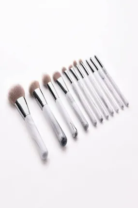 White Marble Professional Makeup Brush Set - 11 Pcs