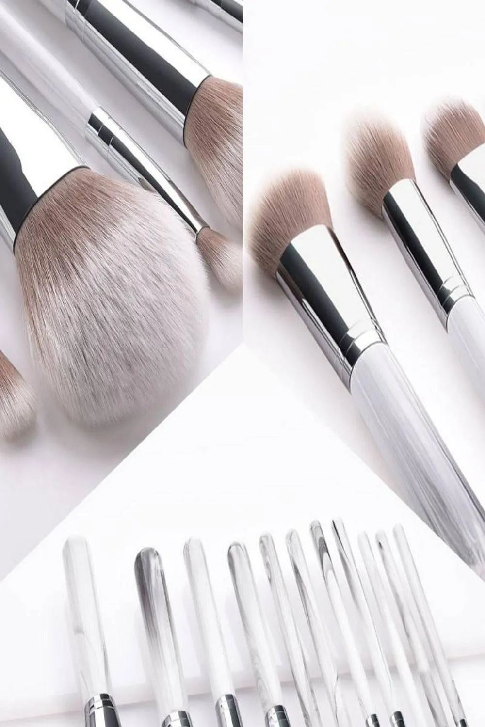 White Marble Professional Makeup Brush Set - 11 Pcs