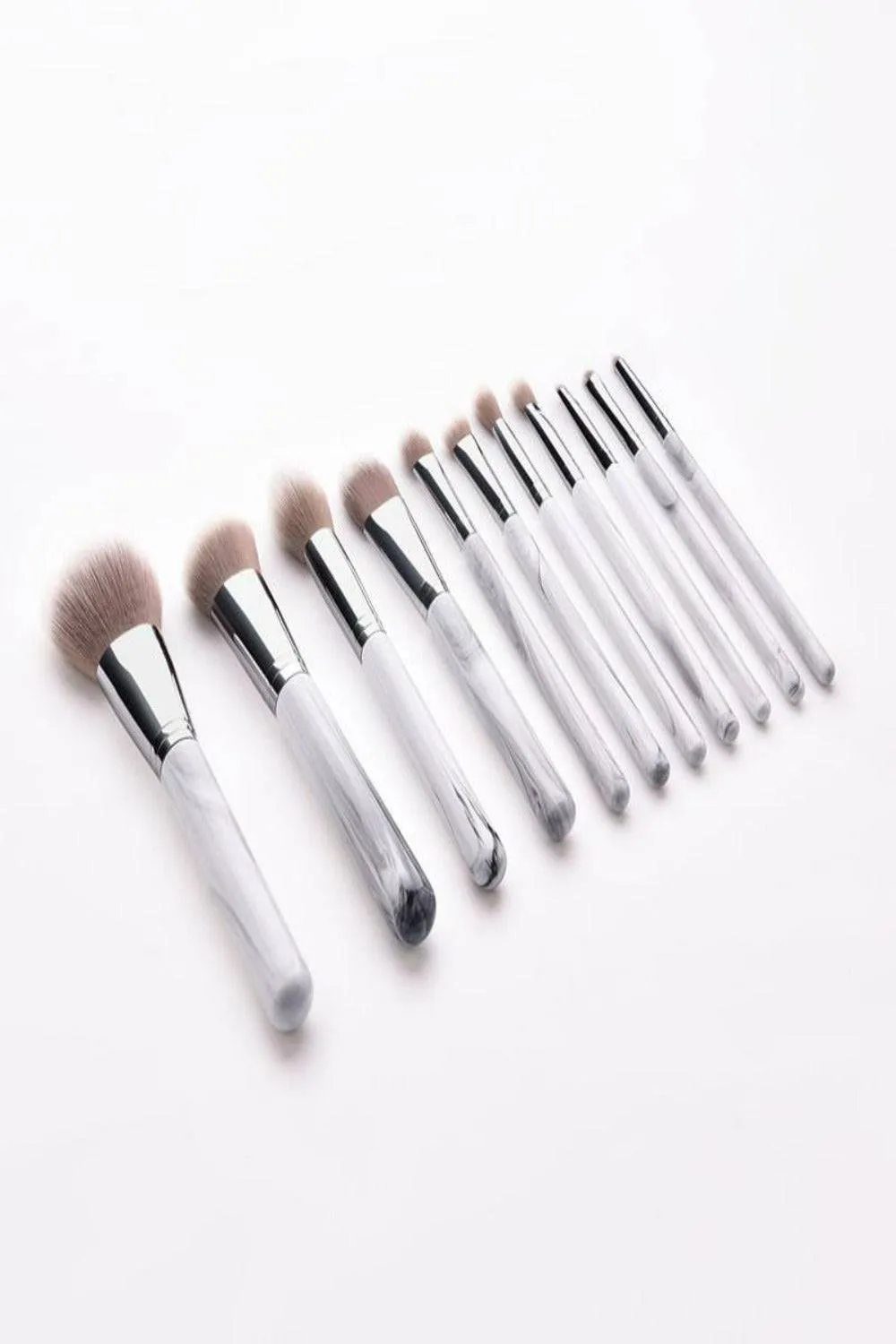 White Marble Professional Makeup Brush Set - 11 Pcs